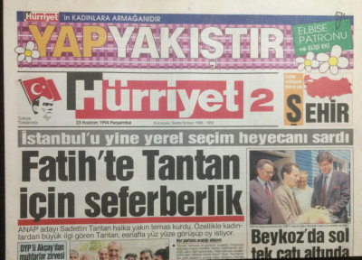 Hürriyet Gazetesi Bölge Eki 23 Haziran 1994 - Fatihte Saadettin Tantan İçin Seferberlik GZ23039 - 1