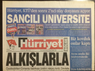 Hürriyet Gazetesi Bölge Eki 24 Eylül 1999 - Sancılı Üniversite KTÜ GZ23024 - 1
