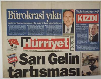 Hürriyet Gazetesi Bölge Eki 24 Şubat 2000 - Sarı Gelin Tartışması, Aşkın Türküsü Sarı Gelin - GZ16938 - 2