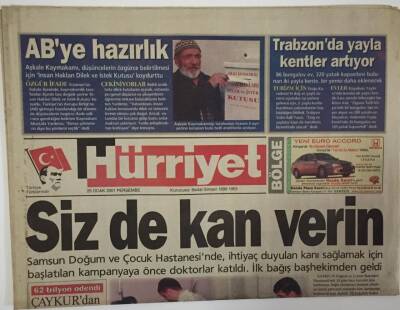 Hürriyet Gazetesi Bölge Eki 25 Ocak 2001 - Giresunun Espiye İlçesine Özgü Taş Fırın Pideleri İlgi Görüyor - GZ16942 - 1