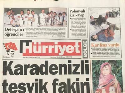 Hürriyet Gazetesi Bölge Eki 29 Kasım 1999- Karadenizli Teşvik Fakiri GZ36096 - 1