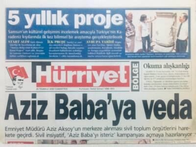 Hürriyet Gazetesi Bölge Eki 29 Temmuz 2000 - Aziz Aksoya Veda GZ42267 - 1