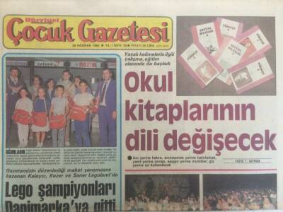 Hürriyet Gazetesi Çocuk Gazetesi Eki 28 Haziran 1985 - Okul Kitaplarının Dili Değişecek GZ35189 - 1