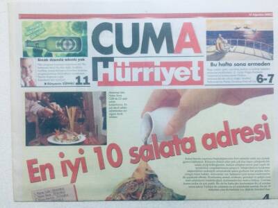 Hürriyet Gazetesi Cuma Eki 12 Ağustos 2005 - En İyi 10 Salata Adresi GZ42287 - 1