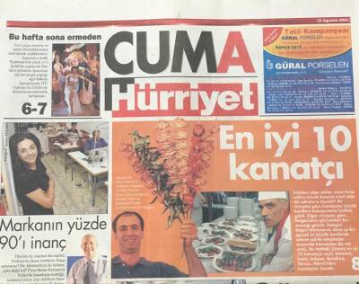 Hürriyet Gazetesi Cuma Eki 29 Ağustos 2003 - En İyi 10 Kanatçı GZ36302 - 1