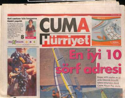 Hürriyet Gazetesi Cuma Eki 4 Temmuz 2003 - En İyi 10 Sörf Adresi - Sinemada Melekler Haftası GZ96456 - 1