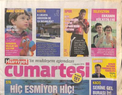 Hürriyet Gazetesi Cumartesi Eki 1 Ağustos 2015 - Mucizenin Adı Selda Bağcan GZ117092 - 1