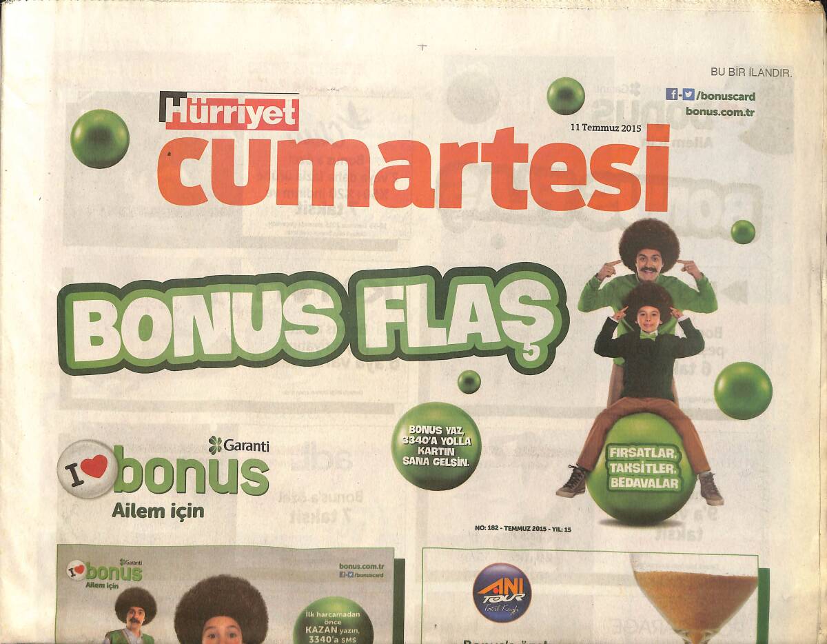 Hürriyet Gazetesi Cumartesi Eki 11 Temmuz 2015 - Sezen Aksu, 40. Sanat Yılında 