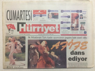 Hürriyet Gazetesi Cumartesi Eki 12 Aralık 1998 - İlk Müslüman Türk Kadının Yaşamı Bale Eseri Oldu GZ23910 - 1