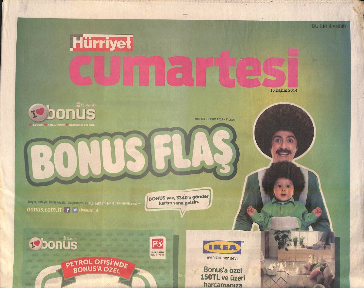 Hürriyet Gazetesi Cumartesi Eki 15 Kasım 2014 - Nuri Bilge En Son Kaça Olur ? GZ159878 - 1