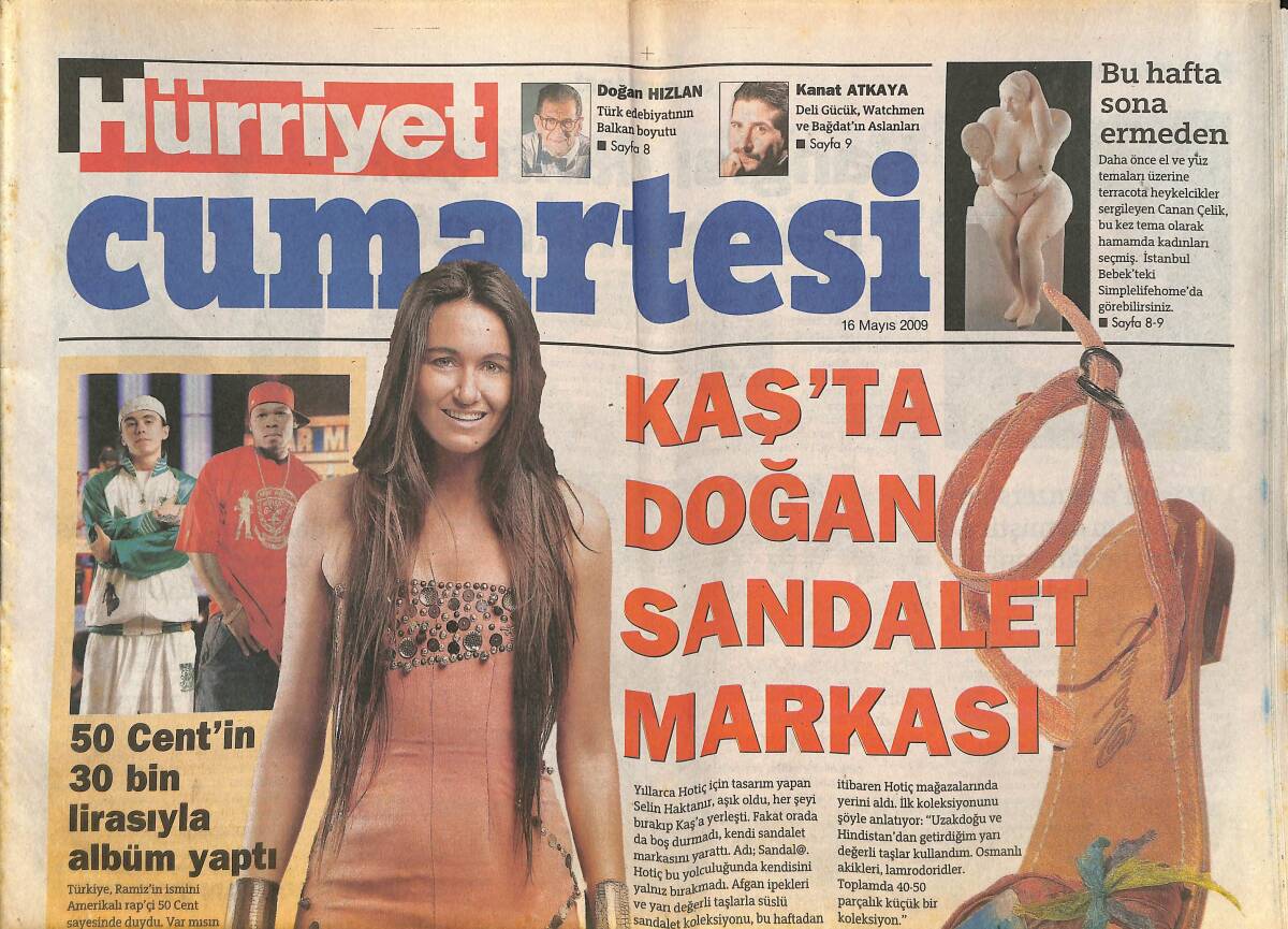 Hürriyet Gazetesi Cumartesi Eki 16 Mayıs 2009 - 50 Cent 30 Bin Lirasıyla Albüm Yaptı - Yeni Nazım Hikmet Tarık Akan GZ136112 - 1