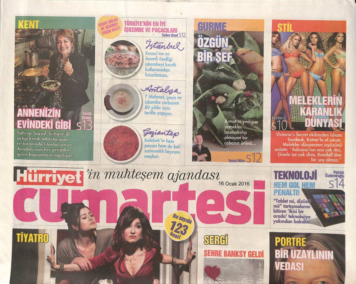 Hürriyet Gazetesi Cumartesi Eki 16 Ocak 2016 - Adriana Lima'nın Sesi Kabus - Portre Bir Uzaylı'nın Vedası GZ137060 - 1