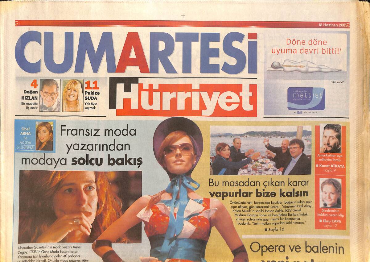 Hürriyet Gazetesi Cumartesi Eki 18 Haziran 2005 - Galatasaray'dan Parasını Alamayan Frank Riberyi Marsilya'ya İmza Attı -Sezen Aksu, Beyaz'a Söz Verdi GZ154446 - 1