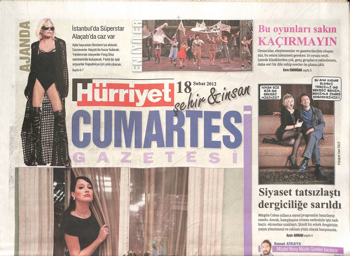 Hürriyet Gazetesi Cumartesi Eki 18 Şubat 2012 - Efsane Muppet Show Geri Döndü - Yalan Dünya'nın Çerkez Güzelleri GZ136537 - 1