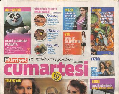 Hürriyet Gazetesi Cumartesi Eki 19 Mart 2016 - Anadolu Yakasında Nokta Atışı Üç Balıkçı - Haydi Çocuklar Pandaya GZ119612 - 1