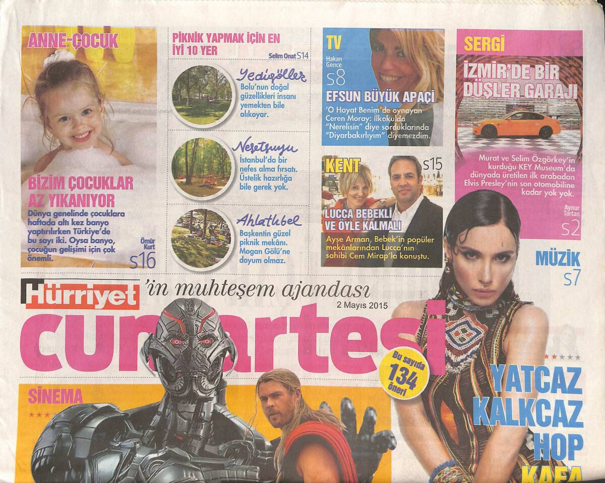 Hürriyet Gazetesi Cumartesi Eki 2 Mayıs 2015 - Naim Dilmener Gülşen'in Yeni Albümünü Dinledi Ve Yorumladı - İzmir'de Bir Düşler Garajı GZ136507 - 1