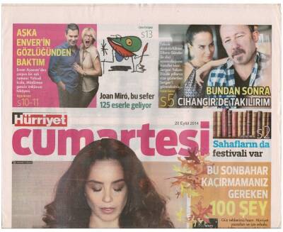 Hürriyet Gazetesi Cumartesi Eki 20 Eylül 2014 - Azra Akın Röportajı İçimden Bir Tomb Raider Çıkabilir GZ48048 - 1