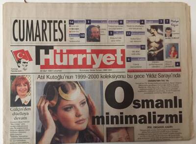 Hürriyet Gazetesi Cumartesi Eki 20 Mart 1999 - Atıl Kutoğluun 1999-2000 Koleksiyonu Bu Gece Yıldız Sarayında GZ25208 - 1