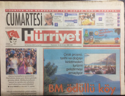 Hürriyet Gazetesi Cumartesi Eki 22 Temmuz 2001 - BM Ödüllü Köy,Çıralı GZ23073 - 1