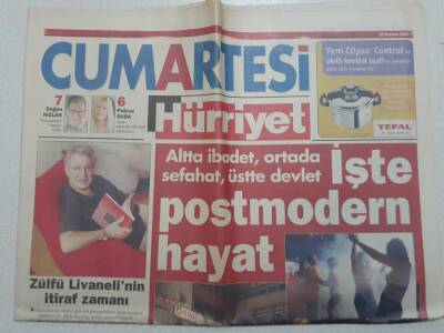 Hürriyet Gazetesi Cumartesi Eki - 23 Kasım 2002 - Zülfü Livanelinin İtiraf Zamanı GZ111745 - 1