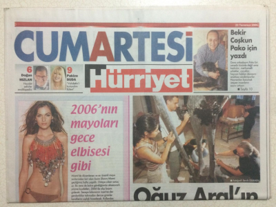 Hürriyet Gazetesi Cumartesi Eki 23 Temmuz 2005 - Oğuz Aralın Heykeli Dikiliyor GZ23907 - 1