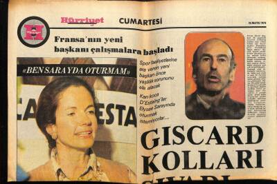Hürriyet Gazetesi Cumartesi Eki 25 Mayıs 1974 - Fransanın Yeni Başkanı Göreve Başladı GZ75122 - 1