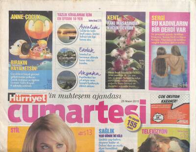 Hürriyet Gazetesi Cumartesi Eki 25 Nisan 2015 - Margot Yazılır Barbie Okunur GZ119586 - 1