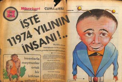 Hürriyet Gazetesi Cumartesi Eki 26 Ocak 1974 - 11974 Yılının İnsanı GZ75120 - 1