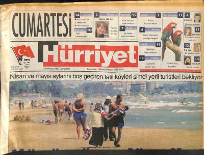 Hürriyet Gazetesi Cumartesi Eki 3 Temmuz 1999 - Nisan Ve Mayıs Aylarını Boş Geçiren Tatil Köyleri Şimdi Yerli Turistleri Bekliyor GZ109491 - 1