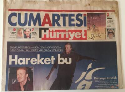 Hürriyet Gazetesi Cumartesi Eki 6 Mart 2004 - Davıd Beckham Vuruşu - GZ43919 - 1