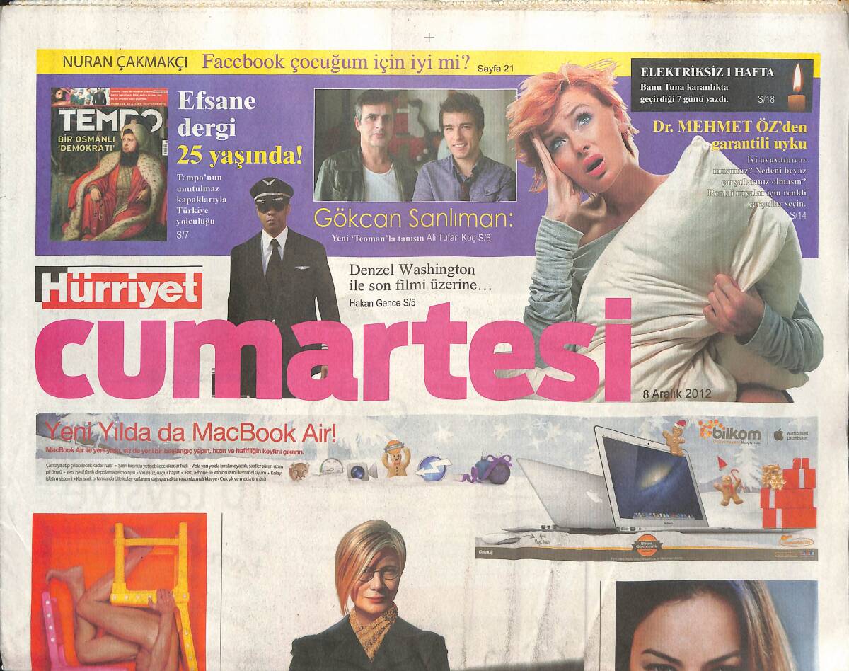 Hürriyet Gazetesi Cumartesi Eki 8 Aralık 2012 - Yeni Teoman'la Tanışın - Bulunmaz Türk Kumaşı GZ135991 - 1