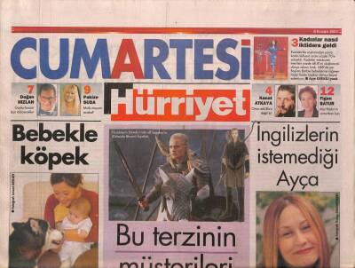 Hürriyet Gazetesi Cumartesi Eki 8 Kasım 2003 - Atatürkün Annesi Olmak Nasıl Bir Histir Acaba ? GZ91939 - 1