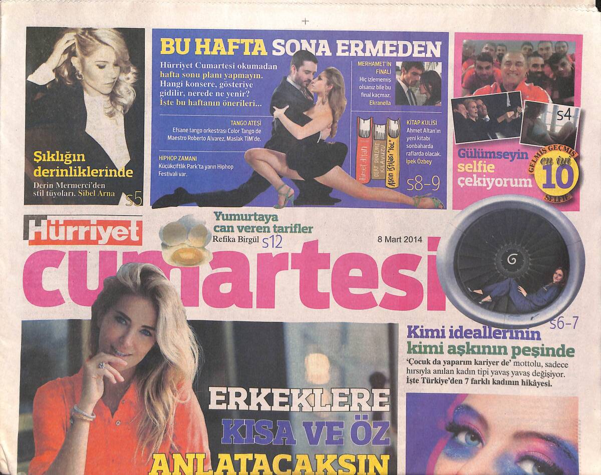 Hürriyet Gazetesi Cumartesi Eki 8 Mart 2014 - Gelmiş Geçmiş En İyi 10 Selfie - Burcu Esmersoy: Erkeklere Kısa Ve Öz Anlatacaksın GZ136503 - 1
