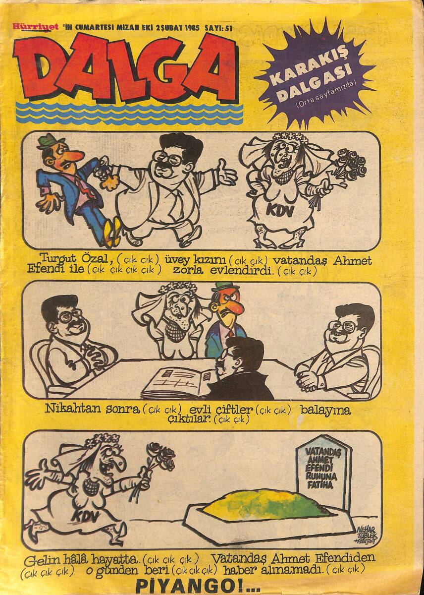 Hürriyet Gazetesi Dalga Mizah Eki Sayı 51 / 2 Şubat 1985 NDR91485 - 1