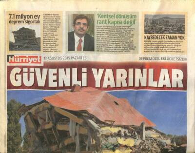Hürriyet Gazetesi Deprem Özel Eki 17 Ağustos 2015 - Güvenli Yarınlar GZ99949 - 1