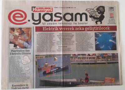 Hürriyet Gazetesi E Yaşam Eki 11 Temmuz 2008 - Elektirik Verilerek Zeka Geliştirilecek, İTÜ Güneş Teknesi Dünya İkincisi Oldu GZ18746 - 1