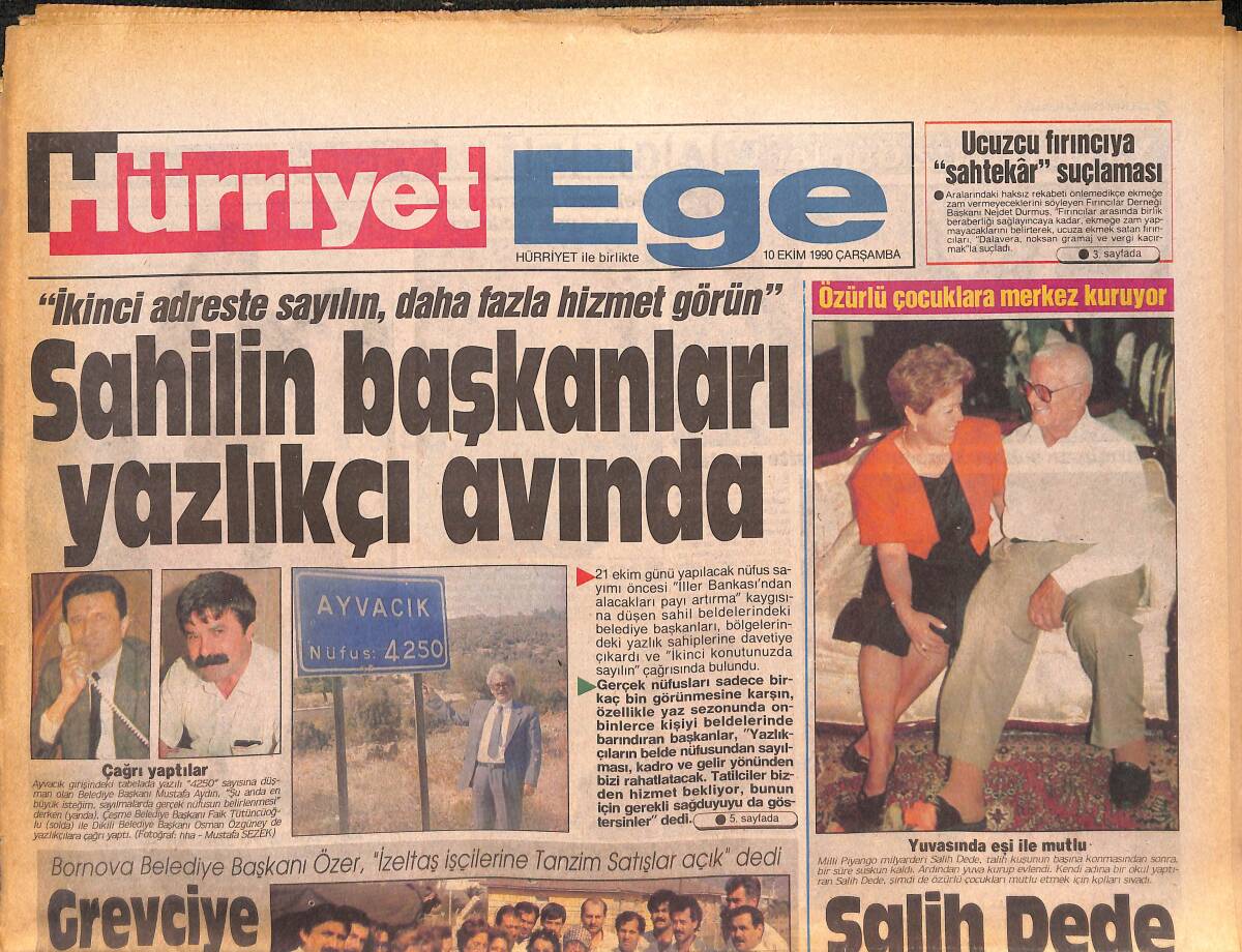 Hürriyet Gazetesi Ege Eki 10 Ekim 1990 - ANAP , Muhalefet Formülü Arıyor - SHP Konak , Yeni Kavgalara Gebe GZ135023 - 1
