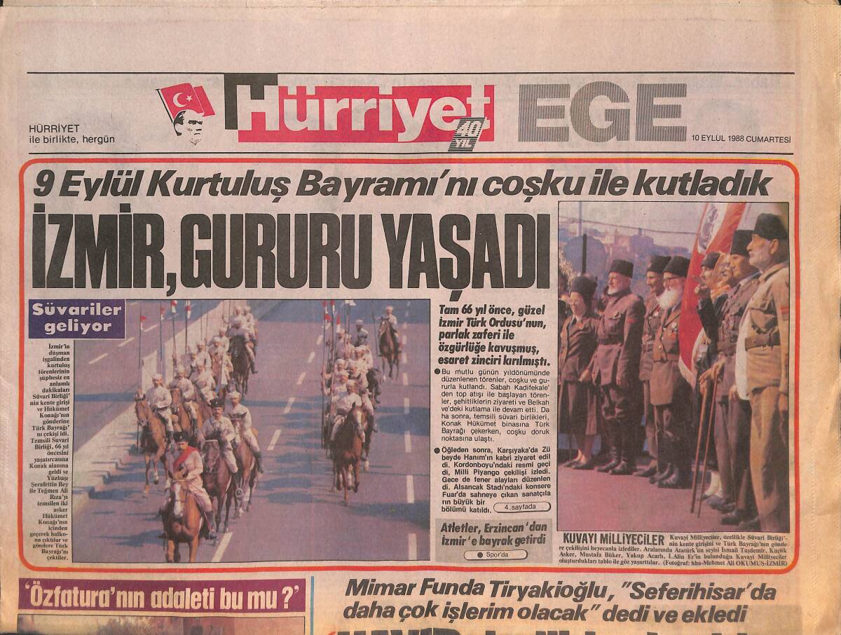 Hürriyet Gazetesi Ege Eki 10 Eylül 1988 - Masa Tenisinde Tuborg Şampiyon - İzmir , Gururu Yaşadı GZ135015 - 1