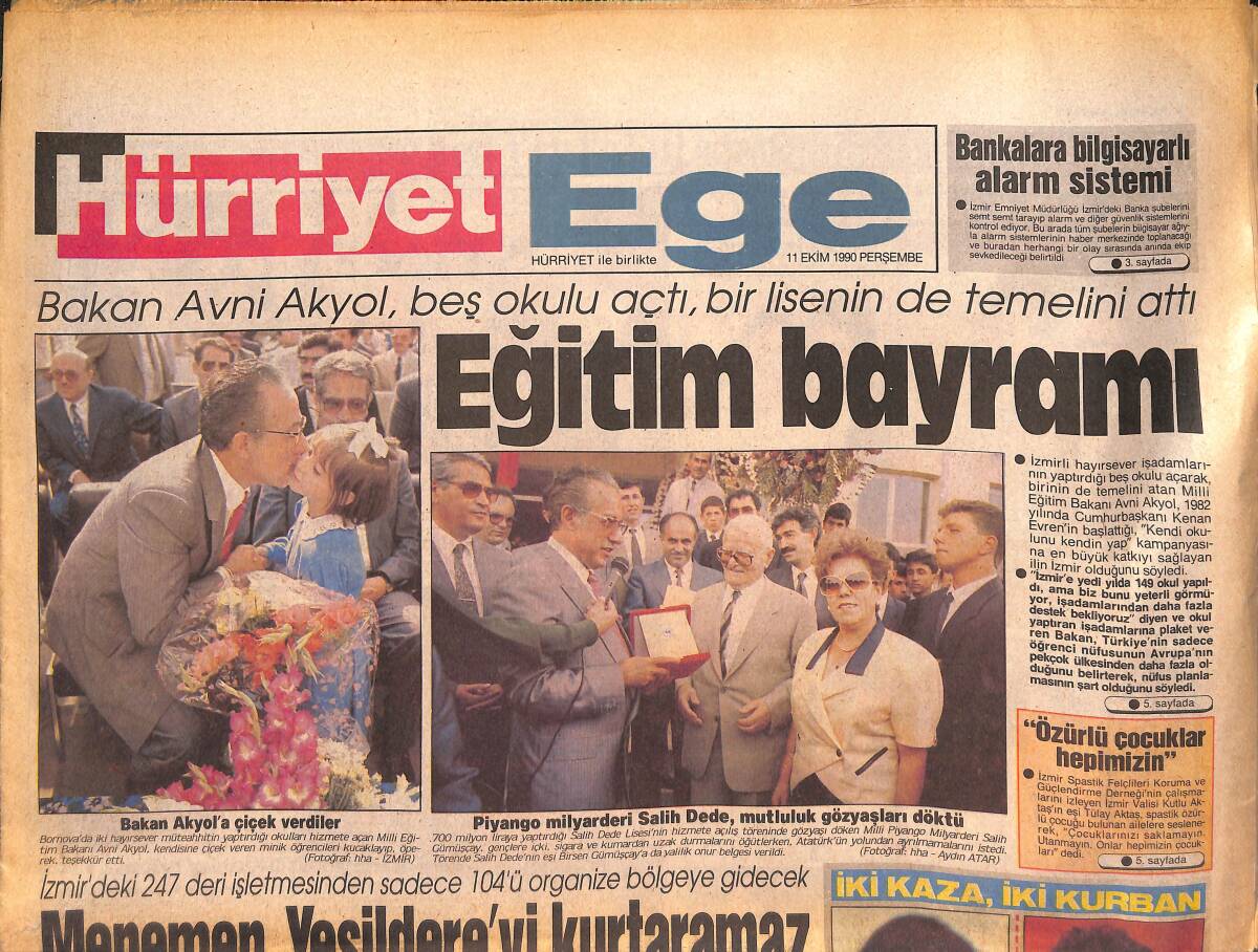 Hürriyet Gazetesi Ege Eki 11 Ekim 1990 - ANAP'tan Kadın Atağı - İş Dünyası Fatih Beşer'i Kaybetti GZ135025 - 1