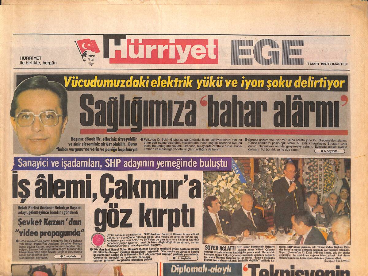 Hürriyet Gazetesi Ege Eki 11 Mart 1989 - İzmir'de Seda Sayan'lı Geceler - İş Alemi , Çakmur'a Göz Kırptı GZ135016 - 1