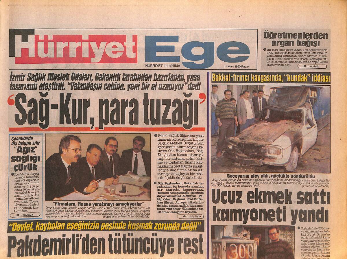 Hürriyet Gazetesi Ege Eki 11 Mart 1990 - Pakdemirli'den Tütüncüye Rest GZ135054 - 1
