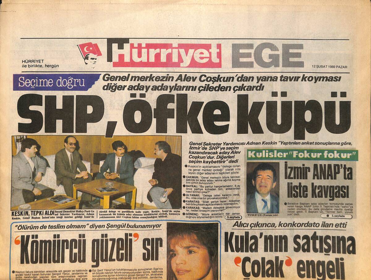 Hürriyet Gazetesi Ege Eki 12 Şubat 1989 - Kolejliler, Bayan Blake'e Ağladı - İzmir Radyo'sunun İki Emektarına Plaket Verildi GZ153599 - 1
