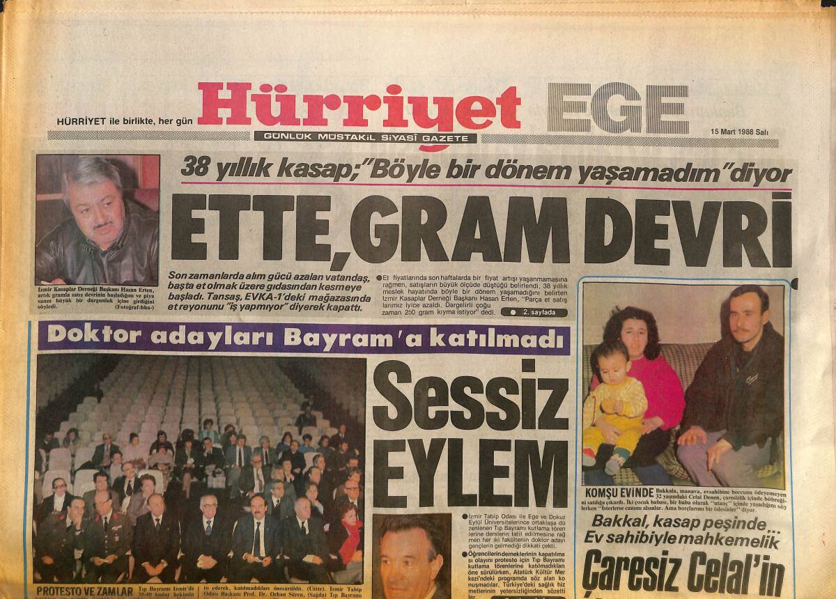 Hürriyet Gazetesi Ege Eki 15 Mart 1988 - Göztepe'de Aydın Şoku - İzmir DYP'de Hava Gergin GZ153681 - 1