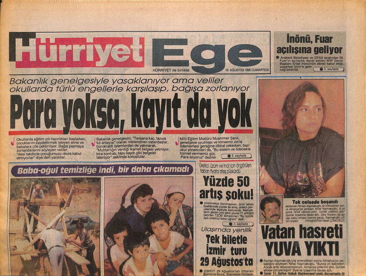 Hürriyet Gazetesi Ege Eki 18 Ağustos 1990 - Şanlıurfa İzmir'de - Göz-Göz Şampiyonluk Havasına Erken Girdi GZ153675 - 1