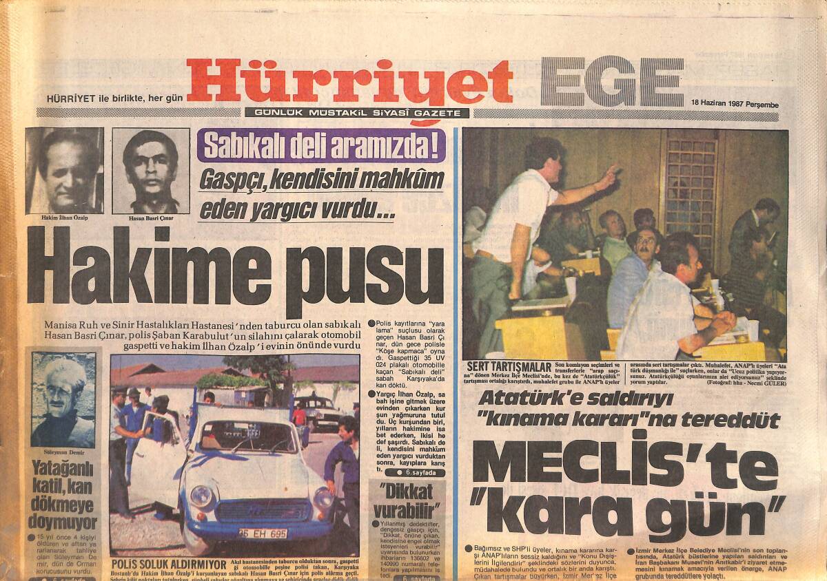 Hürriyet Gazetesi Ege Eki 18 Haziran 1987 - Kleopatra Büyüledi - Pakdemirli'nin Şansı Yok GZ135018 - 1