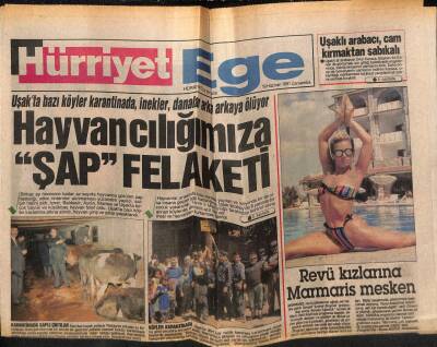 Hürriyet Gazetesi Ege Eki 19 Haziran 1991 - Hayvancılığımıza Şap Felaketi GZ84086 - 1