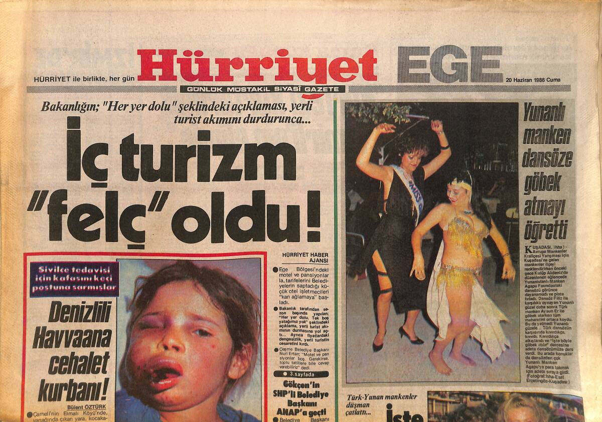 Hürriyet Gazetesi Ege Eki 20 Haziran 1986 - Göztepe'nin 4 Ası Bardağı Taşırdı - Japon Sanayici Çanakkale'de GZ153627 - 1