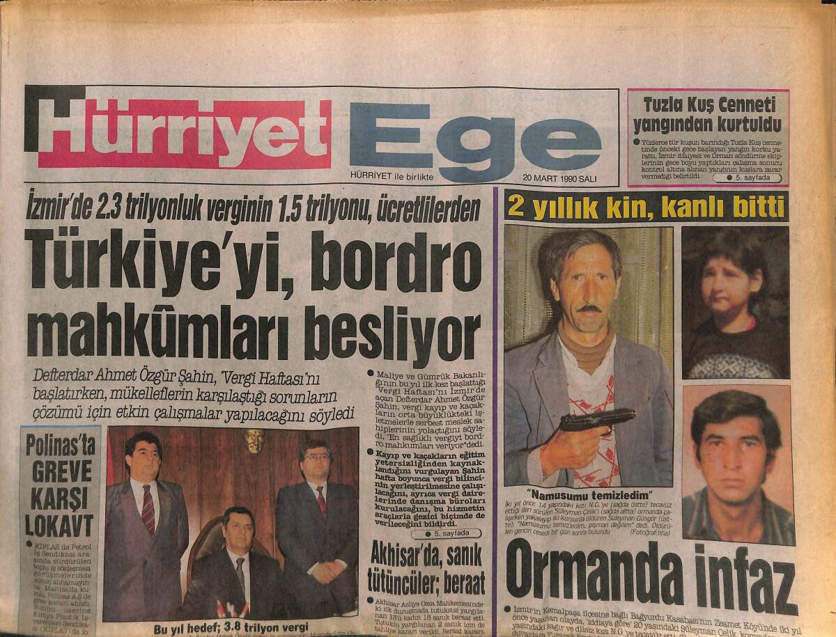 Hürriyet Gazetesi Ege Eki 20 Mart 1990 - Türkiye'yi Bordro Mahkumlar Besliyor - Pistteki Çiftleri Nejat Alp Coşturdu GZ153713 - 1