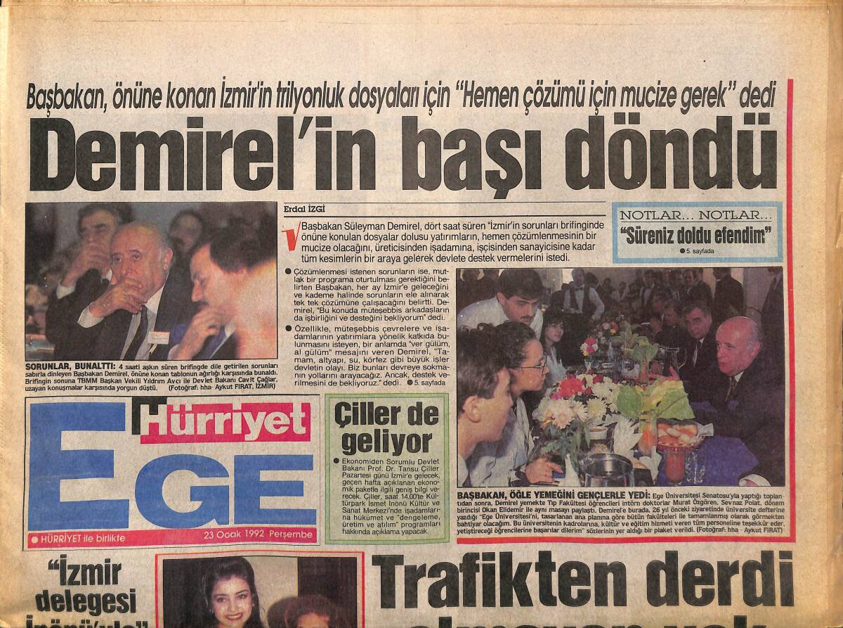 Hürriyet Gazetesi Ege Eki 23 Ocak 1992 - Altay'da Kriz Bitti - Aslıhan, Tanıtıma Gönüllü GZ153731 - 1