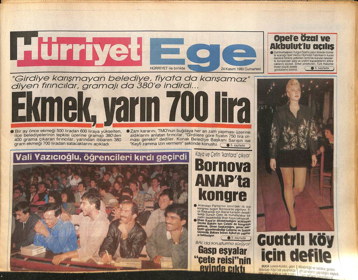 Hürriyet Gazetesi Ege Eki 24 Kasım 1990 - Vali Yazıcıoğlu, Öğrencileri Kırdı Geçirdi - Göztepe Hırslı GZ153610 - 1